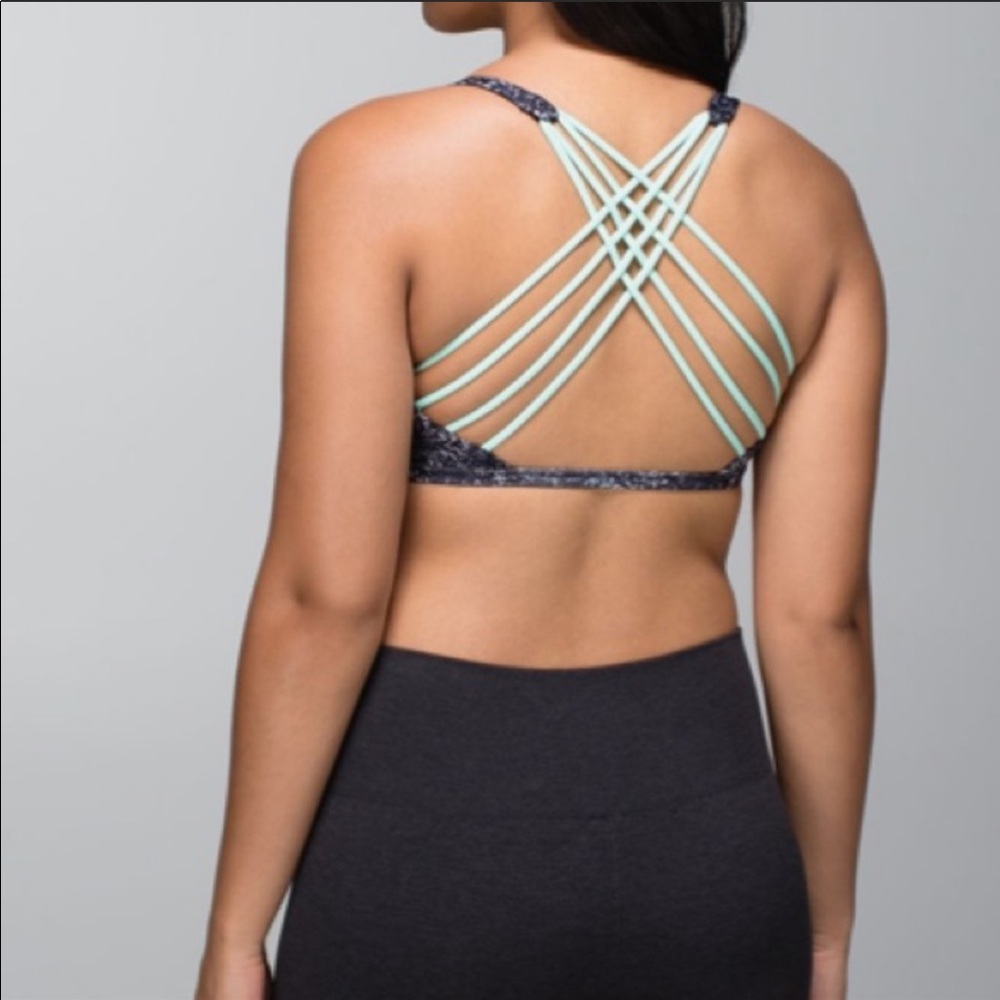 lululemon athletica Strappy Back Sports Bra in Mint and Charcoal